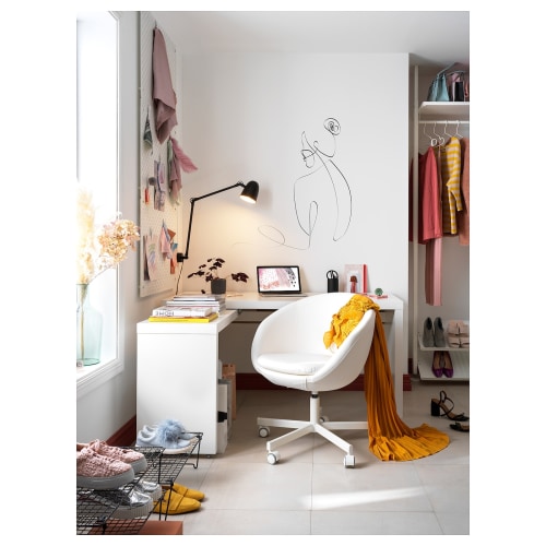 Malm pull shop out desk oak